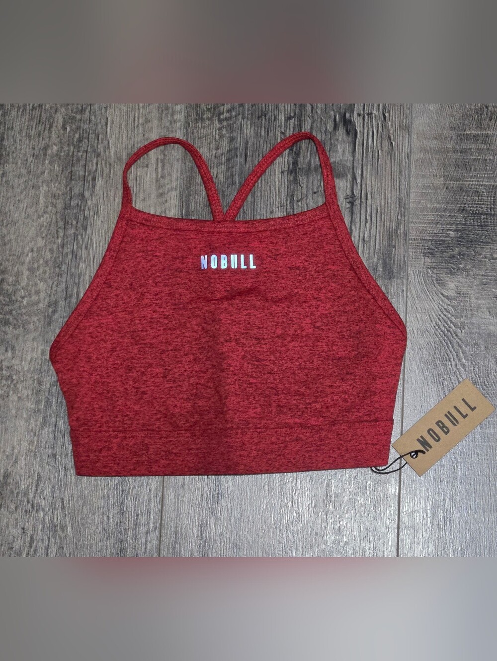 NOBULL High Neckline Red Heather Sports Bra